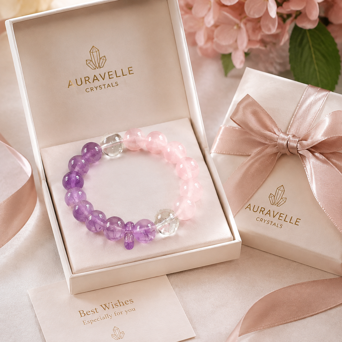 Lavender Rose Harmony Crystal Bracelet