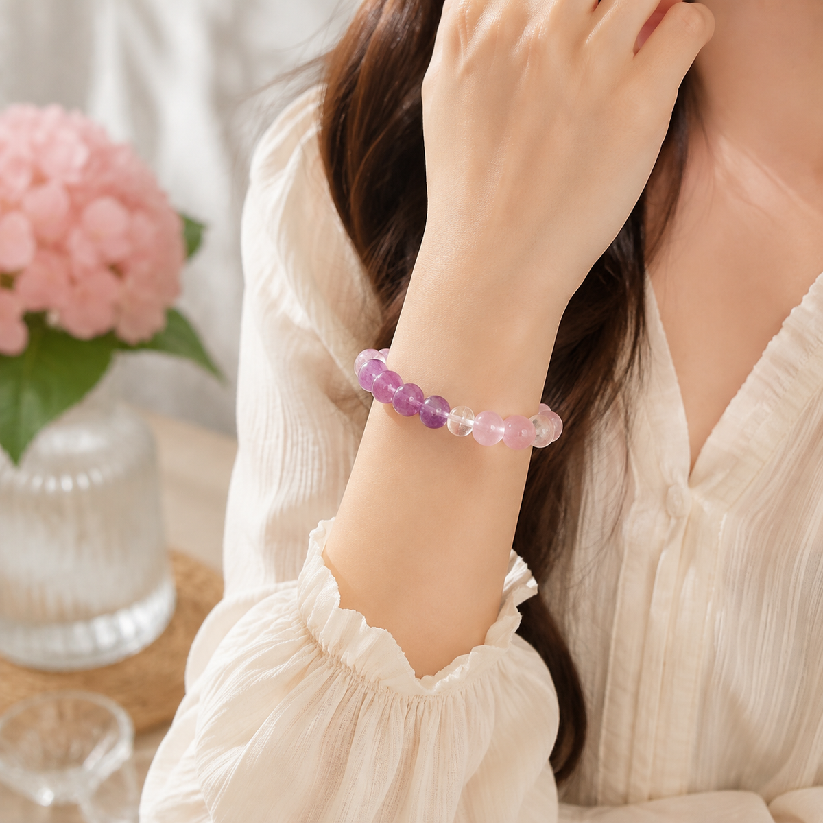 Lavender Rose Harmony Crystal Bracelet