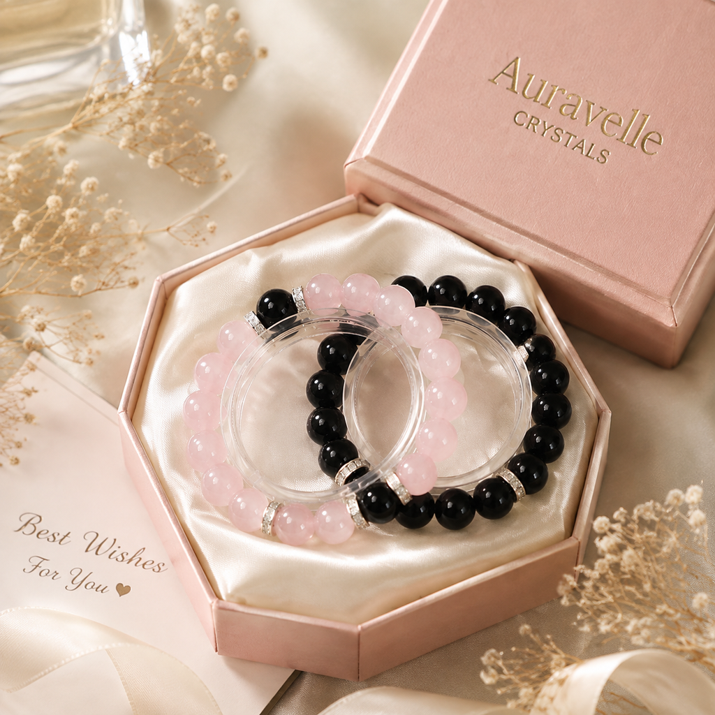 Natural Rose Quartz & Black Obsidian Jewelry
