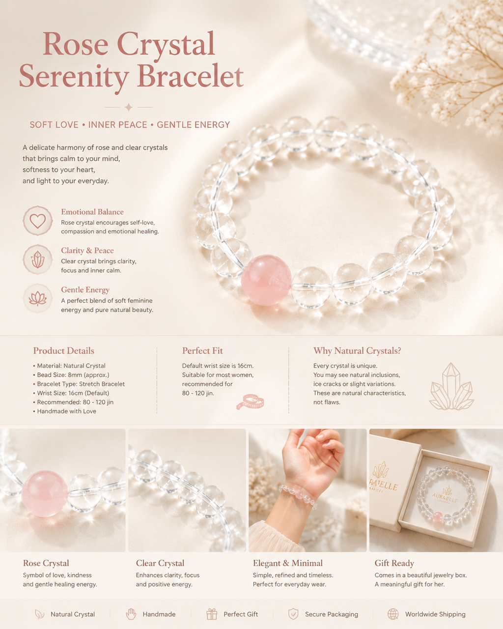 Rose Crystal Serenity Bracelet