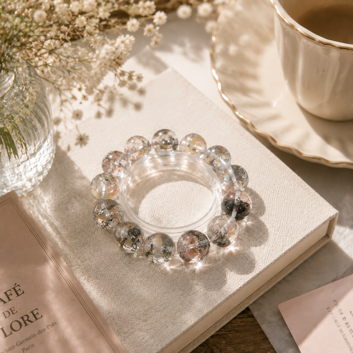 Natural Green Phantom Quartz Bracelet | Minimalist Crystal Jewelry for Women