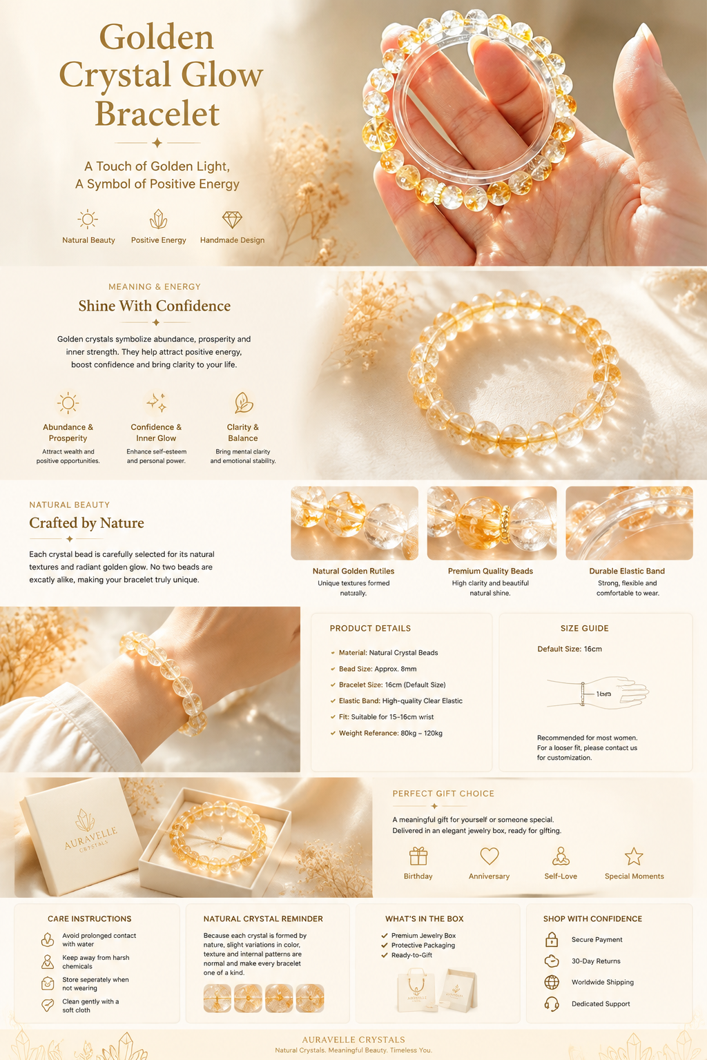 Golden Crystal Glow Bracelet