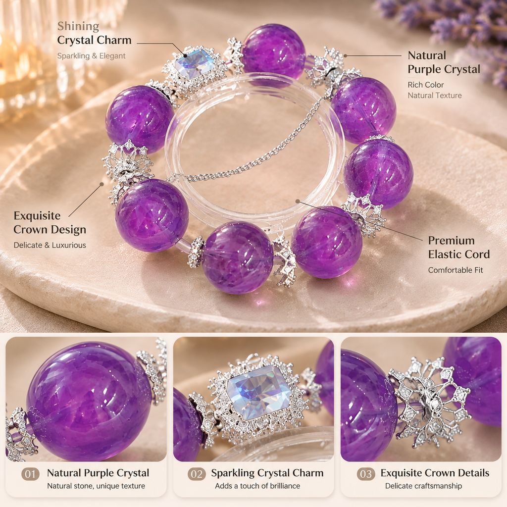 Amethyst Royal Aura Crystal Bracelet