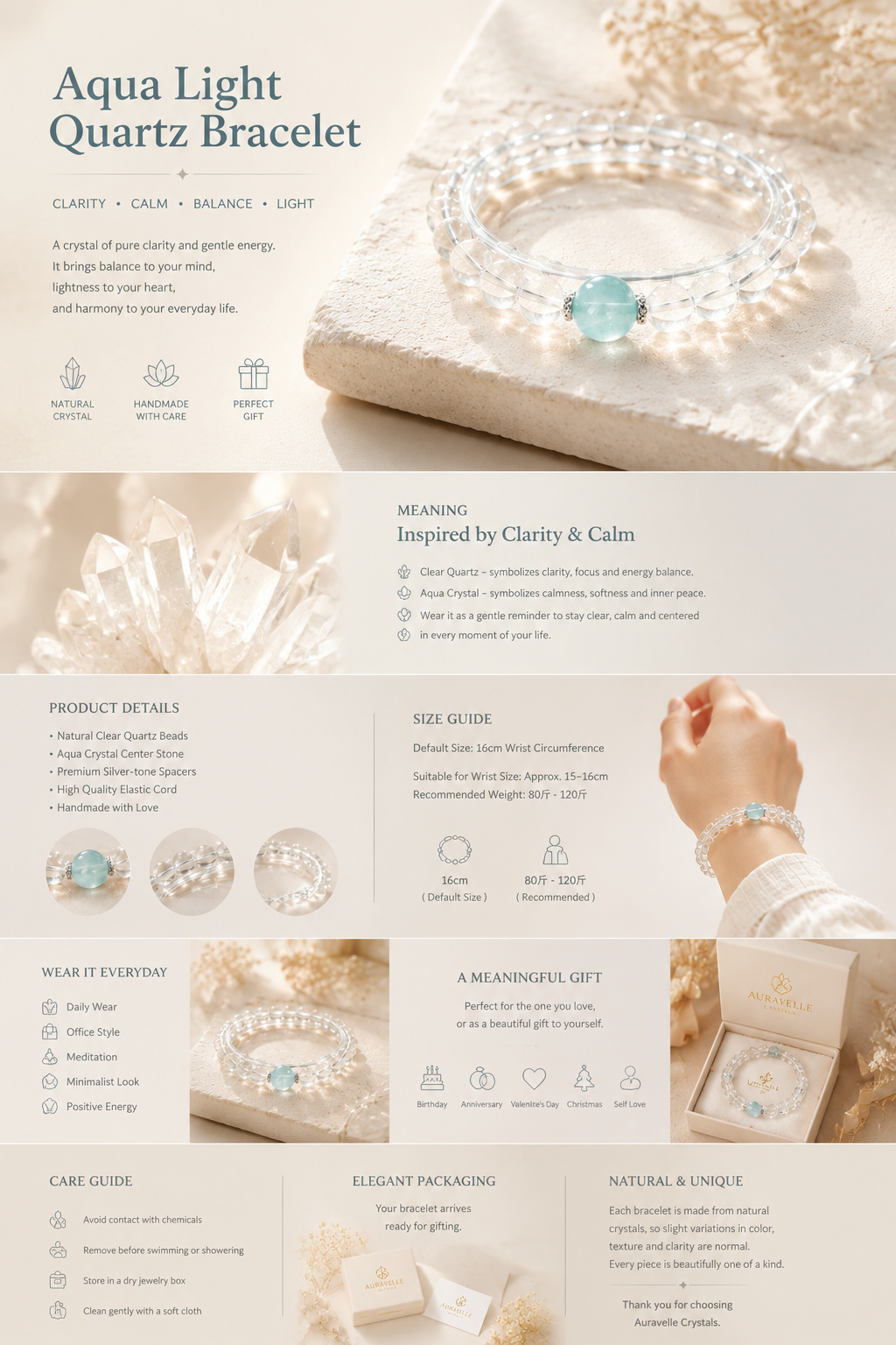 Aqua Light Quartz Bracelet