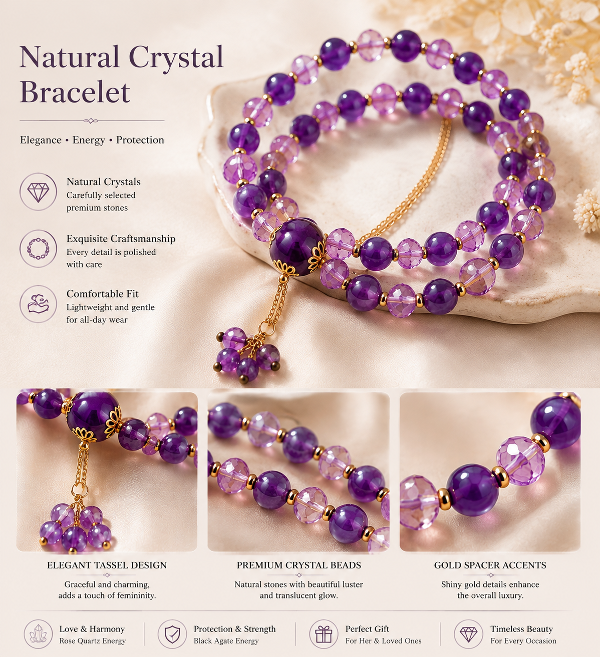 Royal Amethyst Harmony Necklace Bracelet