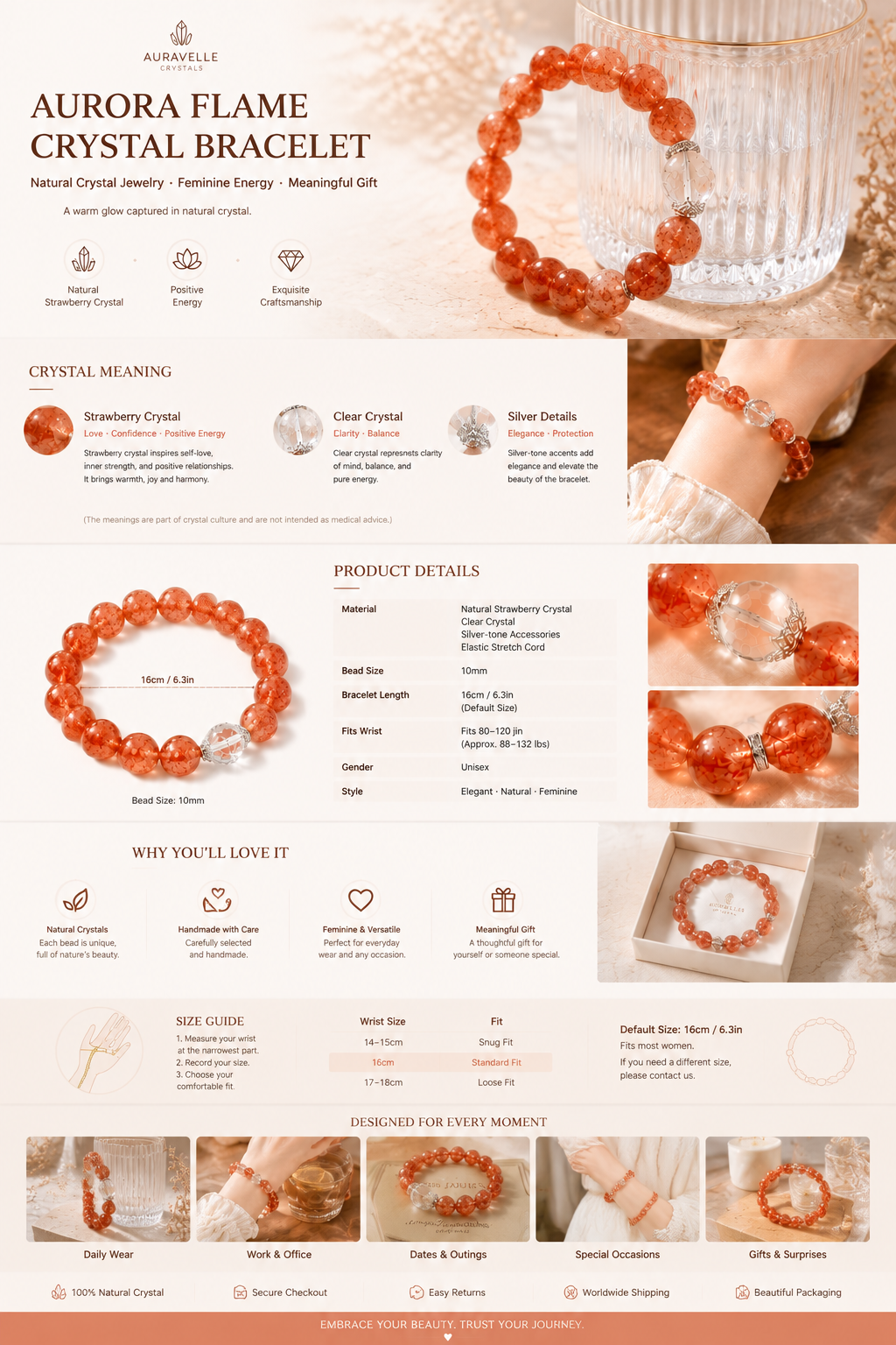 Natural Strawberry Quartz Jewelry for Women