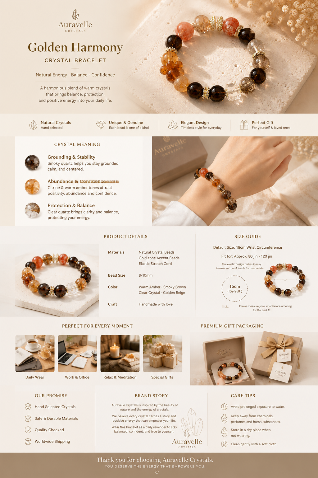 Amber Glow Crystal Bracelet